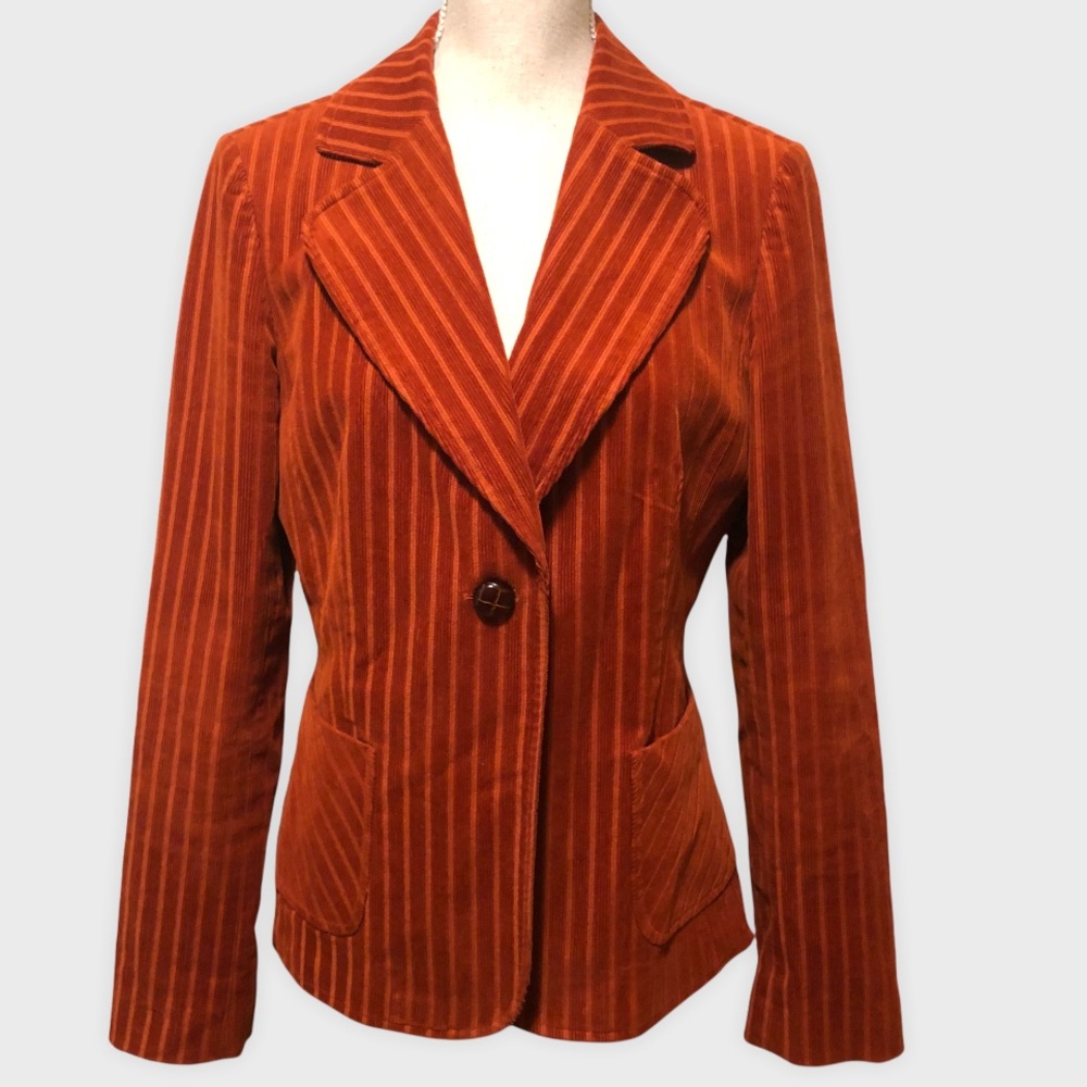 Halogen Corduroy One Button Blazer Cinnamon Color Size Large